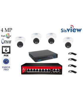 Комплект NVR 10 канала + 4бр. IP камера 4мп